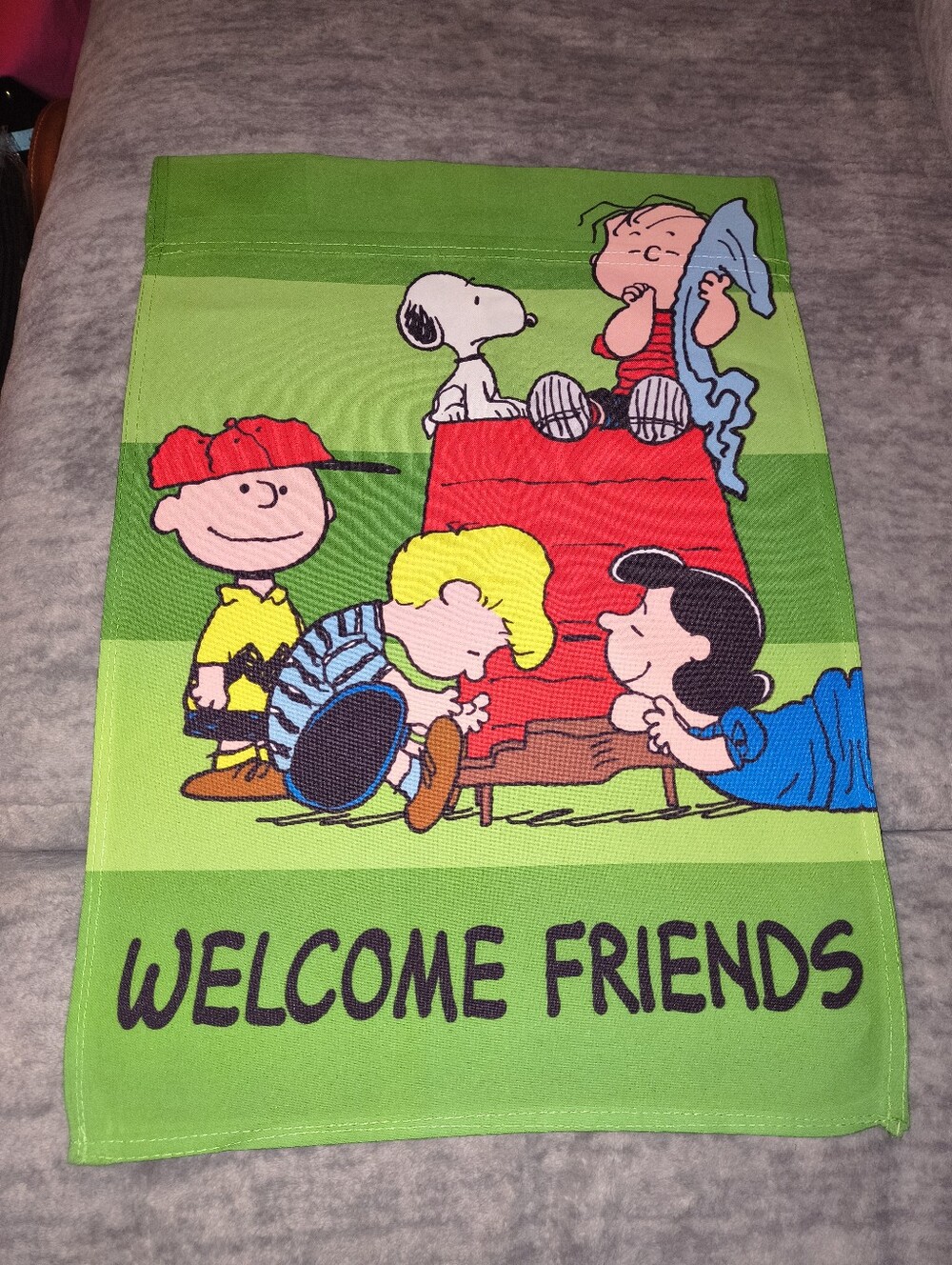 Peanuts Green 'Welcome Friends' Garden Flag with Snoopy & Friends